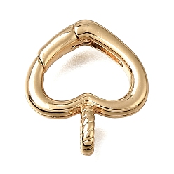 Real 18K Gold Plated Brass Spring Gate Rings, Heart, Nickel Free, Real 18K Gold Plated, 16x13.5x3~4mm, Hole: 4x2.5mm
