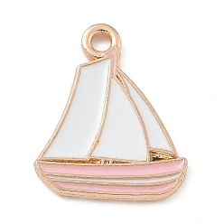 Pink Подвески из эмали и сплава, золотой свет, без кадмия и без свинца, очарование парусника, розовые, 18x15x1.5 мм, отверстие : 1.8 мм
