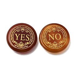 Carnelian Engraved Natural Carnelian Decision Stones, Fortune Telling Stones, Flat Round with Yes & No Pattern, 25x4.5~6mm