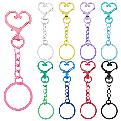Couleur Mélangete 45 pièces 9 couleurs cœur alliage peinture cuite fermoirs pivotants et anneaux en fer, couleur mixte, 89mm, 5 pcs / couleur