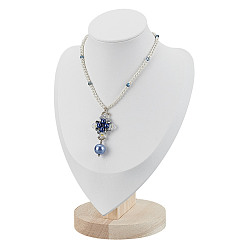 Белый Подставки для ожерелий из искусственной кожи и дерева, белые, 25x16x10.5 см