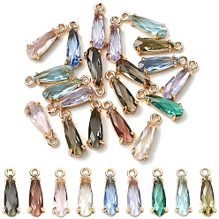 (52) Непрозрачная лаванда 20шт. граненые стеклянные подвески, с медными тонированными латунными открытыми спинками, слеза, разноцветные, 14.5x4.5x4 мм, отверстие : 1.2 мм