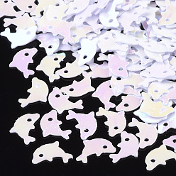 Сливовый Аксессуары для орнаментов, пластиковые пайетки / блестки из пвх, дельфин, слива, 7.5~8x5x0.3 мм, Отверстие : 0.9 мм , около 20000 шт / 500 г