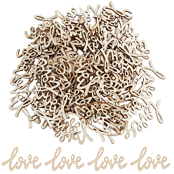 Soie De Maïs 100pcs découpes en bois non finies, mot d'amour, cornsilk, 32.5x54.5x2.5mm