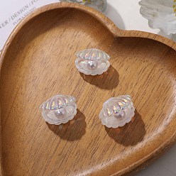 Shell Shape Кабошоны из прозрачной смолы с уф-покрытием на тему океана, радужный, формы раковины, 20x22x16.5 мм