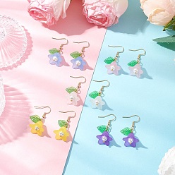 (52) Непрозрачная лаванда 5пары акриловых висячих сережек, с имитацией жемчужины из ракушки, разноцветные, 40x18 мм