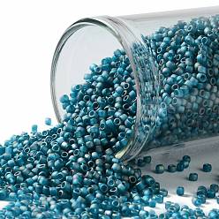 (167BDF) Transparent AB Frost Teal TOHO Round Seed Beads, Japanese Seed Beads, (167BDF) Transparent AB Frost Teal, 15/0, 1.5mm, Hole: 0.7mm, about 15000pcs/50g