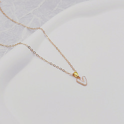 Letter V Ожерелья с подвесками из сплава и белой эмали, золотые, Буква V, 17.72 дюйм (45 см)