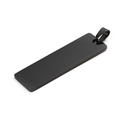 Черный 304 подвески из нержавеющей стали, лазерная резка, пустая бирка с зеркальной полировкой, прямоугольные, крестик, ионное покрытие (ip), электрофорез черный, 48x15x1.4 мм, отверстие : 6 мм