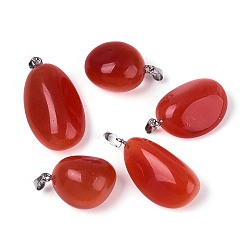 Малиновый Подвески кошачий глаз, самородки прелести, с 201 защелкой из нержавеющей стали на поручнях, цвет нержавеющей стали, малиновый, 24~37x15~24x7~20 мм, отверстие : 6x2.5 мм