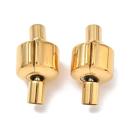 Chapado en Oro Real 18K 304 cierres europeos de acero inoxidable con extremos de cable, columna, revestimiento de iones (ip), larga duración plateado, real 18 k chapado en oro, 18.5x10 mm, agujero: 3 mm