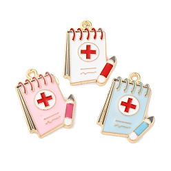 (52) Непрозрачная лаванда Подвески из эмали и сплава, без кадмия, без никеля и без свинца, стойки покрытие, золотые, брелок для медицинского чемодана, разноцветные, 25.5x18.5x2.5 мм, отверстие : 1.8 мм