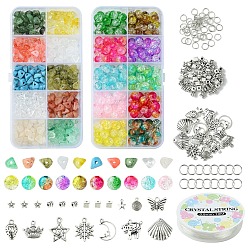Gemischte Farbe DIY-Armband-Sets mit Acrylperlen und Legierungsanhängern in gemischten Formen, Gemischte Farbe, 20x16.5x1.6 mm, Bohrung: 2 mm