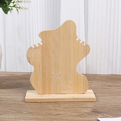 Бланшированный Миндаль 3-слотовые деревянные подставки для ожерелий, самородки, бланшированный миндаль, готовое изделие: 7x15x17.1 см