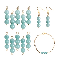 Бирманский Нефрит 10 Шт. тройной натуральный нефрит Мьянмы, круглые круглые подвески из бисера, с золотыми 304 штифтами с шаровой головкой из нержавеющей стали, железным штифтом с проушиной и латунными бусинами, 30.3~30.4x8 мм, отверстие : 2 мм