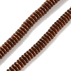с Покрытием Меди Гальванические нити из синтетических немагнитных гематитовых бусин, блюдце бусины, с медным покрытием, 4~4.5x1.5 мм, отверстие : 1 мм, около 258 шт / нитка, 16.14'' (41 см)