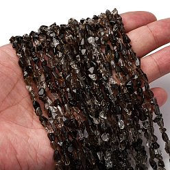 Дымчатый Кварц Природный дымчатый кварц нитей бисера, самородки, 5~9x4~6x3~4.5 мм, отверстие : 0.7 мм, около 75~89 шт / нитка, 15.35'' (39 см) ~ 15.94'' (40.5 см)