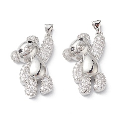 Прозрачный Латунные микро проложить кубического циркония подвески, без кадмия и без свинца, Реальная платина, нести прелести, прозрачные, 26.5x18x7 мм, отверстие : 5x3 мм