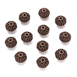 Красная Медь Сплавочные овальные бусины тибетского стиля , рондель, без кадмия, без никеля и без свинца, Красная медь, 7x5 мм, Отверстие : 1 мм , около 1400 шт / 1000 г
