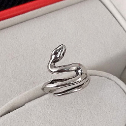 Античное Серебро Кольца-манжеты из сплава в тибетском стиле, змея, античное серебро, внутренний диаметр: 15~23 мм