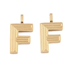 Letter F 304 прелести нержавеющей стали, письмо амулеты, золотые, Буква F, 15x9.3x2 мм, отверстие : 2.5x1 мм