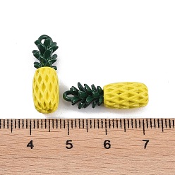 Yellow Alloy Enamel Pendants, Cadmium Free & Lead Free, Pineapple Charm, Yellow, 22.5x7x7mm, Hole: 2mm