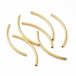Настоящее золото 18K 925 серебро бусы трубка, изогнутая трубка, реальный 18 k позолоченный, 40x2 мм, отверстие : 1.4 мм, Около 19 шт / 10 г