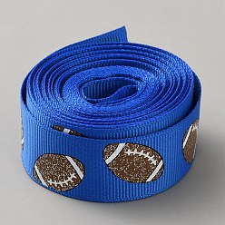 Синий Полиэфирная лента, аксессуары для одежды, регби, с блеском порошок, синие, 7/8 дюйм (22 мм), около 5.00 ярдов (4.57 м) / рулон