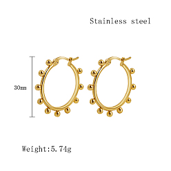 Ring 304 серьги из нержавеющей стали для женщин, реальный 18 k позолоченный, кольцо, 30 мм
