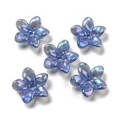 Cornflower Blue AB Color Plated Acrylic Beads, with Glitter Powder, Flower, Cornflower Blue, 23x7mm, Hole: 2mm