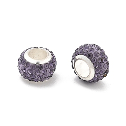 чертополох Рондель полимерная глина европейские бусины, бусины с большим отверстием, с сердцевиной из горного хрусталя и сплава, чертополох, 11.5x7.5 мм, отверстие : 5 мм