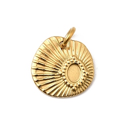 Настоящее золото 18K 304 Настройки кабошон из нержавеющей стали кулон, ионное покрытие (ip), плоско-круглые, с целью перехода в кольце, реальный 18 k позолоченный, лоток : 4 мм, 15.5x15.5x1 мм, отверстие : 4 мм