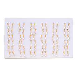 Chapado en Oro Real 18K Aretes colgantes en forma de lágrima de perlas naturales, pendiente de latón con 925 alfileres de plata de ley, real 18 k chapado en oro, 18~20x6.5~7 mm, pin: 12x0.8 mm