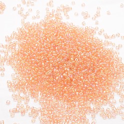 Light Salmon 6/0 Round Glass Seed Beads, Grade A, Transparent Colours Rainbow, Light Salmon, 3.6~4.0mm, Hole: 1.2mm, about 5000pcs/pound