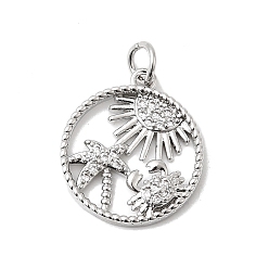 Краб Латунные микро проложить кубического циркония подвески, плоские круглые прелести, долговечный, без кадмия и без свинца, с целью перехода в кольце, золотые, краб, 19x16.5x3 мм, отверстие : 3 мм