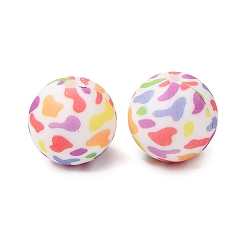 Круглые Экологически чистые силиконовые бусины пищевого качества с печатью, круглые, фокусные бусы, красочный, круглые, 15 мм, отверстие : 2 мм