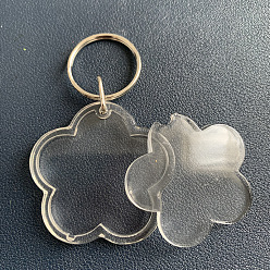 Цветок Прозрачная фоторамка, пустые акриловые брелки, с раздельными брелоками, цветок, 4.5 см