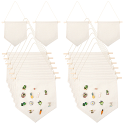 Beige Polycotton Wall Hanging Brooch Jewelry Banner Holder, for Badge Storage, with Wood Stick, Beige, 500~505mm, Pendant: 265x300x1.5~9mm.