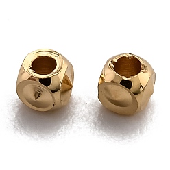 Real 24K Gold Plated Brass Beads, Cadmium Free & Lead Free, Long-Lasting Plated, Cube, Real 24K Gold Plated, 2x2x2mm, Hole: 1mm