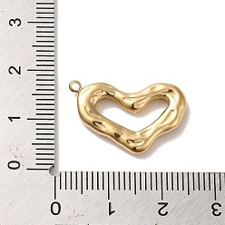 Real 14K Gold Plated 304 Stainless Steel Pendants, Hollow Heart Charm, Real 14K Gold Plated, 22.5x16x3mm, Hole: 1.2mm