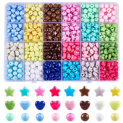 (52) Непрозрачная лаванда 720 шт 24 цвета непрозрачные акриловые бусины, круглый, звезда и сердце, разноцветные, 7.5~9x9.5x5~5.5 мм, отверстие : 1.5~2.5 мм