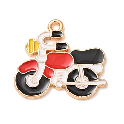 Noir Alliage avec pendentifs en émail, charmes de moto, or, noir, 21x22.5x1mm, Trou: 1.6mm