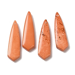 Dark Orange Natural Turquoise Dyed Pendants, Tie Shape Charms, Dark Orange, 40~40.5x11x4~4.5mm, Hole: 1mm