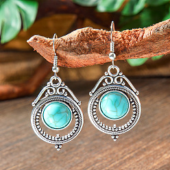 Teardrop Серьги-подвески из сплава и акрила в стиле бохо, античное серебро, слеза, 70x20 мм