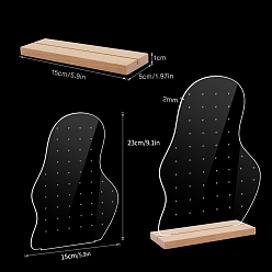 Самородки Прозрачные акриловые подставки для ювелирных изделий в виде сережек, органайзер для сережек на деревянной основе, самородки, 23x15x0.2 см