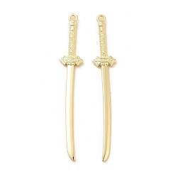 Золотой Стойки обшивки сплава большие кулоны, без кадмия, без никеля и без свинца, катана очарование, золотые, 70x11x3 мм, отверстие : 2 мм