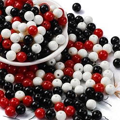 Черный Непрозрачные акриловые бусины, круглые, чёрные, 7~7.5x7.5~7.8x7.5~7.8 мм, отверстие : 1.6 мм