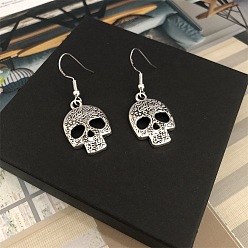 Skull Сплав мотаться серьги, античное серебро, череп, 20 мм