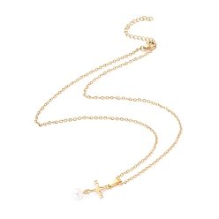 Golden 304 Stainless Steel Necklaces, with Cross Pendant, Golden, 45.5cm