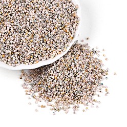 Розовый Цилиндрические стеклянные бусины Пикассо, окрашенные распылением, туманная роза, 1x1.7 мм, отверстие : 0.9~1 мм